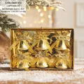 Set di 6 campanelli natalizi dorati con fiocchi, 4 cm di diametro, addobbi per albero - Campanelli dorati da 4 cm/6 pezzi