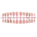 Faux ongles amande 3D avec fleurs blanches et perles sur pointes French roses élégantes - Style Dimensionnel à Fleurs Françaises Roses 3D (B1-13676) / Pack en Bande (Pack Simple)