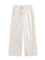 Detail of off-white wide-leg trousers showing drawstring elastic waist and side pockets - S / White Pants