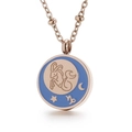 Rose gold Capricorn necklace with blue enamel pendant and celestial constellation design - Capricorn