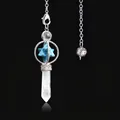 Rotatable crystal Merkaba pendant featuring white quartz and blue turquoise stone - Turquoise