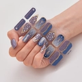 Laser gold nail stickers in deep blue and purple glitter with geometric patterns - Purple Blue Gold Geometric Sequin Style (DQ3-095)
