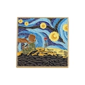 Spilla quadrata Il Piccolo Principe stile pittura a olio con smalto e bordi dorati - Piccolo Principe Pianeta Stellato (xz9448)