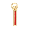 Golden letter I pendant with red enamel inlay and double rings for necklaces - Red - Letter I