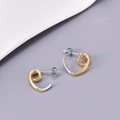 Minimalist gold and silver two-tone irregular spiral earrings with polished finish - Tri-color (Gold/Silver/Rose Gold)