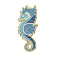 Enamel seahorse brooch with blue colors and gold constellation patterns - Blue Starry Seahorse Style (xz9536)