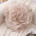 3D tulle flower pillow cover in beige featuring luxurious layered petal design - Off-white (No Core)