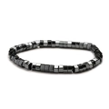 8mm minimalist magnetic hematite beaded bracelet with square polished black stones - Black Square Cube Beads
