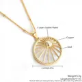 Collana vintage placcata oro 18K con ciondolo sole luna in conchiglia e zirconi - NN11-4 Placcato Oro Sole / Oro Sole-Piccolo