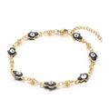 Golden Hamsa Hand and Evil Eye charm bracelet with black and white enamel detail - Black Bracelet (KB169290-MW)
