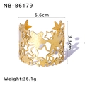 Gold hollow cuff bracelet with overlapping star shapes and fine hammered texture details - Gold Pentagram Hollow Out Style (NB-B6179)