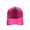 Detail of rose red sequin baseball cap with shiny glitter finish and breathable mesh - Rose Red