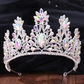 Elegante corona da sposa argento con strass AB iridescenti e design barocco lusso - Argento Classico Strass AB