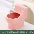 Creative toilet-shaped pink ceramic ashtray home office decor with sleek glossy glaze finish - Pink