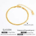 Goldenes Schlangenkette Armband aus Edelstahl mit 18k Vergoldung und Maßeinheiten - Dünnes Schlangenketten-Armband (SL41094) / 18K Vergoldet