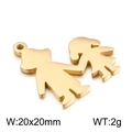 Golden stainless steel cartoon couple pendant with dimensions 20x20mm and 2g weight - Gold Style 2 (KLJ2347-Z)