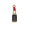 Lipstick pendant charm with red enamel and sparkling rhinestones for DIY jewelry making - Black Rhinestone Lipstick (12480)