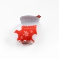 Red Christmas stocking hair claw clip with white snowflake pattern and polka dots - Christmas Stocking (C15-3-7)