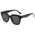 Retro oversized zwarte cat-eye zonnebril met metalen studs en donkergrijze glazen - Zwart Frame Grijze Lens
