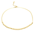 Minimalist gold stainless steel snake chain necklace with square pendants for women - Gold