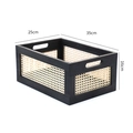 Rectangle rattan storage basket with black wood frame and natural weave, 35x25x16cm - Black Frame / Large (35*25*16CM)