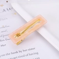 Elegant peach marble acetate hair clip with gold alloy grip for hair styling - Acrylic Pink Marble Square