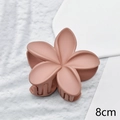 Macro shot of 8cm coral pink matte flower hair claw clip with smooth resin finish - Light Red Brown Matte 8cm