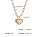 Vintage heart necklace in PVD 18K gold plated stainless steel with white shell inlay - [XKN0210] White Shell Heart Necklace Gold