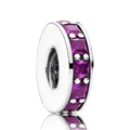 Silver bead with purple square-cut gemstones and sparkling rhinestones charm for bracelet - Purple/Silver
