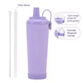 Purple 830ml insulated tumbler with magnetic handle, Tritan straw, and cleaning brush set - 830ml / Taro Purple