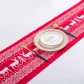 Red Christmas table runner with white reindeer and snowflake prints for holiday decor - White Reindeer / Red