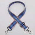 Adjustable wide replacement bag strap in sky blue with red grid pattern and metal clips - No. 612 Gunmetal Hook