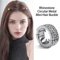 Round metallic shark clip with white rhinestones for high ponytail hair styling - #1 Rhinestone Hair Clip # Approx. 1.5cm