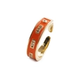 Anillo abierto vintage de esmalte naranja con circonitas brillantes y banda bañada en oro - Abierto Ajustable / Naranja