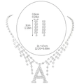 Silver jewelry set with crystal letter A pendant necklace and teardrop earrings - Letter A Pendant Necklace Earring Set (DTN14026214S)