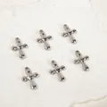 Lot de 6 pendentifs croix en acier inoxydable poli argent brillant 14,5x22mm - Croix