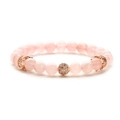 Macro shot of rose gold crown charms and pink crystal beads with micro-pave rhinestone ball - Rose Quartz