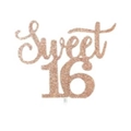 Roségold glitzernder Sweet 16 Kuchendeckel für die 16. Geburtstagsparty-Deko - Sweet 16 Geburtstag (16 Jahre alt) / Roségold