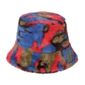 Cappello bucket in ecopelliccia colorata con motivo mimetico rosso blu e verde trendy - Mix Rosso Blu Verde (A)