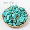 Natural Green Turquoise tumbled stones displayed in a round wooden bowl with white background - 100g/Pack / Turquoise