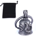 Silver metal eagle wing bell pendant with black drawstring pouch on white background - Retro Silver with Black Pouch