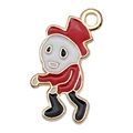 Ghost charm pendant in white and red enamel with gold frame for Halloween DIY jewelry - 1pc Red Walking Zombie (19x11mm)