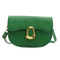 Bolso de montura minimalista en cuero verde con hebilla dorada para mujeres - Verde