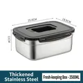 3500ML 316 stainless steel lunch box with black airtight lid and portable handle - 3500ML Rectangular Fresh-keeping Box With Lid and Handle