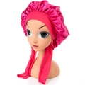 Rose red satin bonnet for toddlers with adjustable bow tie for hair protection - One Size / Rose Red