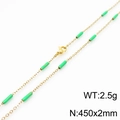 Gold titanium steel necklace with green cylindrical beads, 45cm chain length - Gold Green (KN232184-Z)
