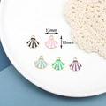 Detail showing colorful enamel scallop pendants with 13mm size markings on a white tray - 2# Shell / Black