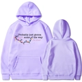 Light purple festive hoodie with holiday print in soft cotton blend, front and back view - S / Lavender
