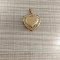 Golden heart locket pendant necklace with white rhinestones and photo storage feature - Rhinestone Style Pendant Only / Gold