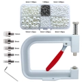 Manual pearl setting machine kit with 4mm to 10mm white pearls and metal rivets - Combo 4 White (Machine + White Pearls)